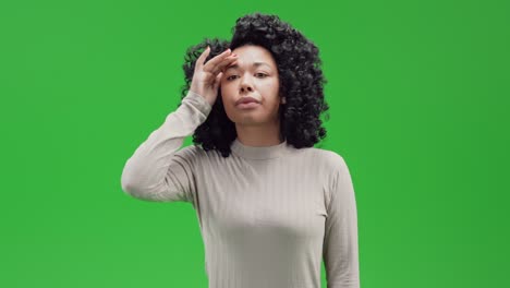 green screen young african female waiting friend