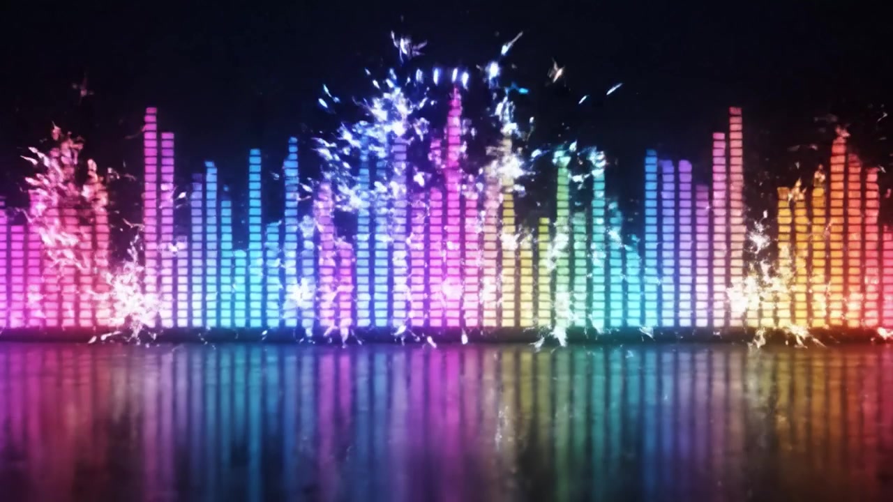 Dynamic Sound Waves: A Vibrant Visualization of Audio Frequencies Showcasing a Colorful Spectrum of Rhythmic Beats and Melodies in an Energetic Setting