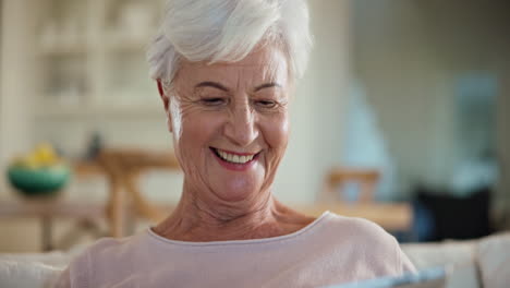 smile, home or old woman on social media