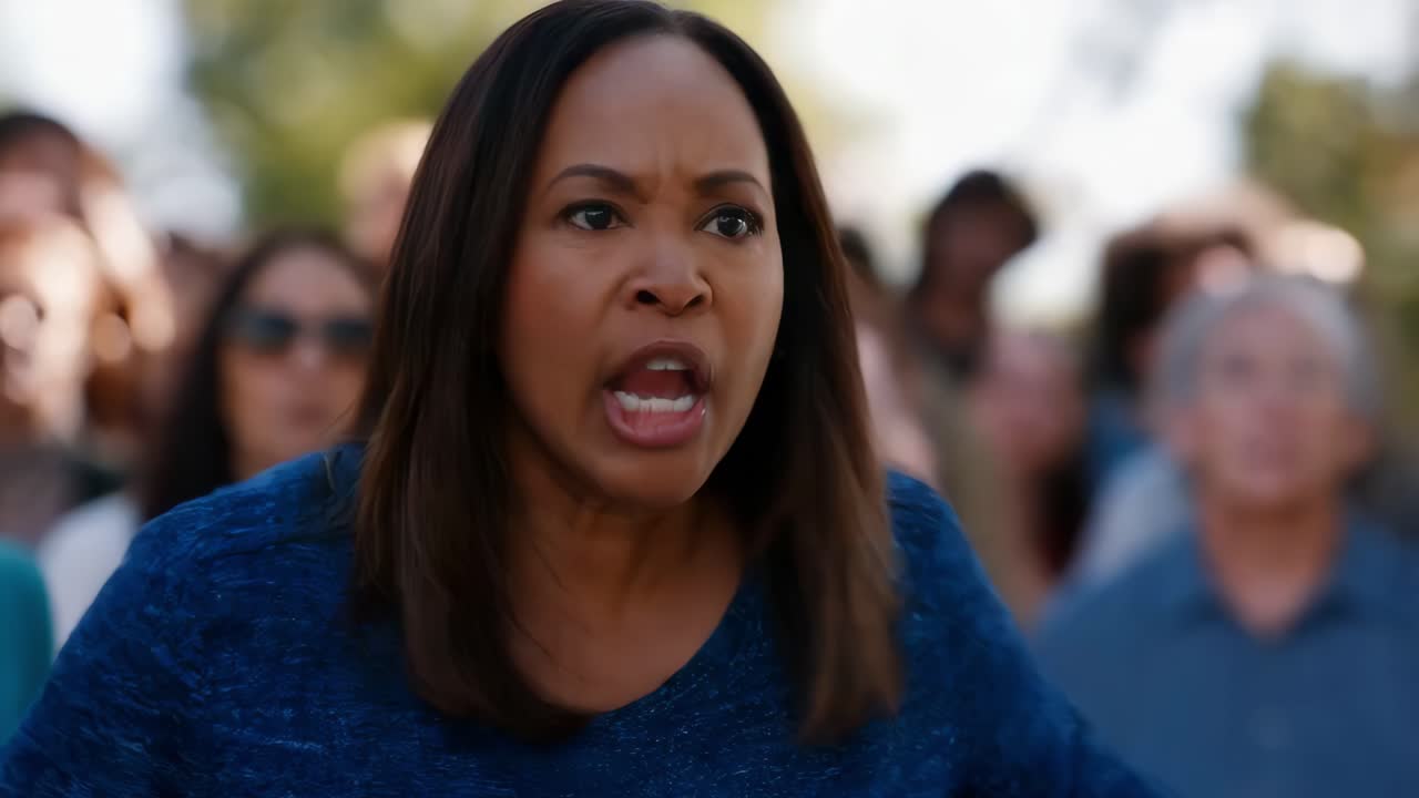 Woman Angry in a Crowd