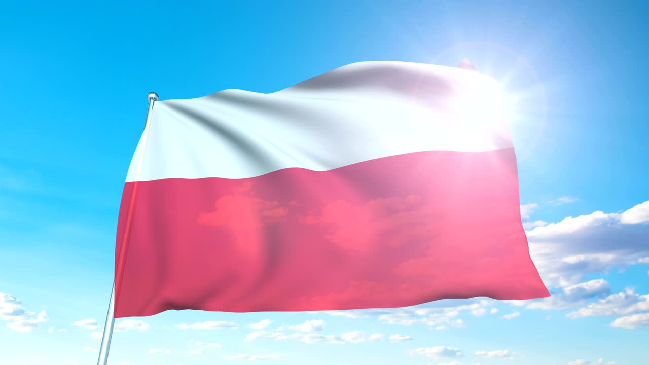 구름이 가득한 하늘을 배경으로 직물 구조로 된 폴란드의 발 (loopable)