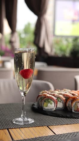 champagne and sushi