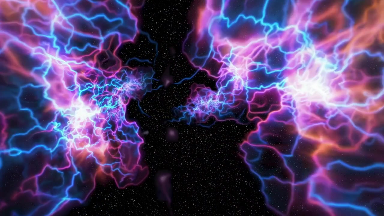 Nuvole di energia astratte e luminose che si muovono nello spazio profondo