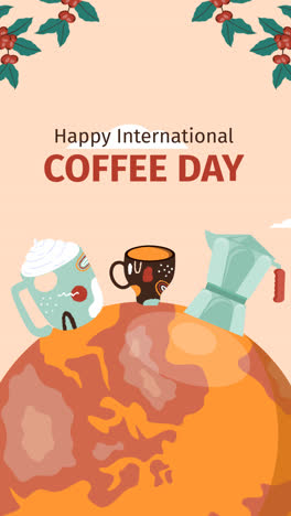 motion graphic of flat background for international coffee day celebration