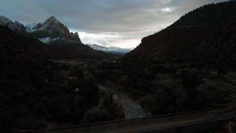aerial view of zion national park at sunset