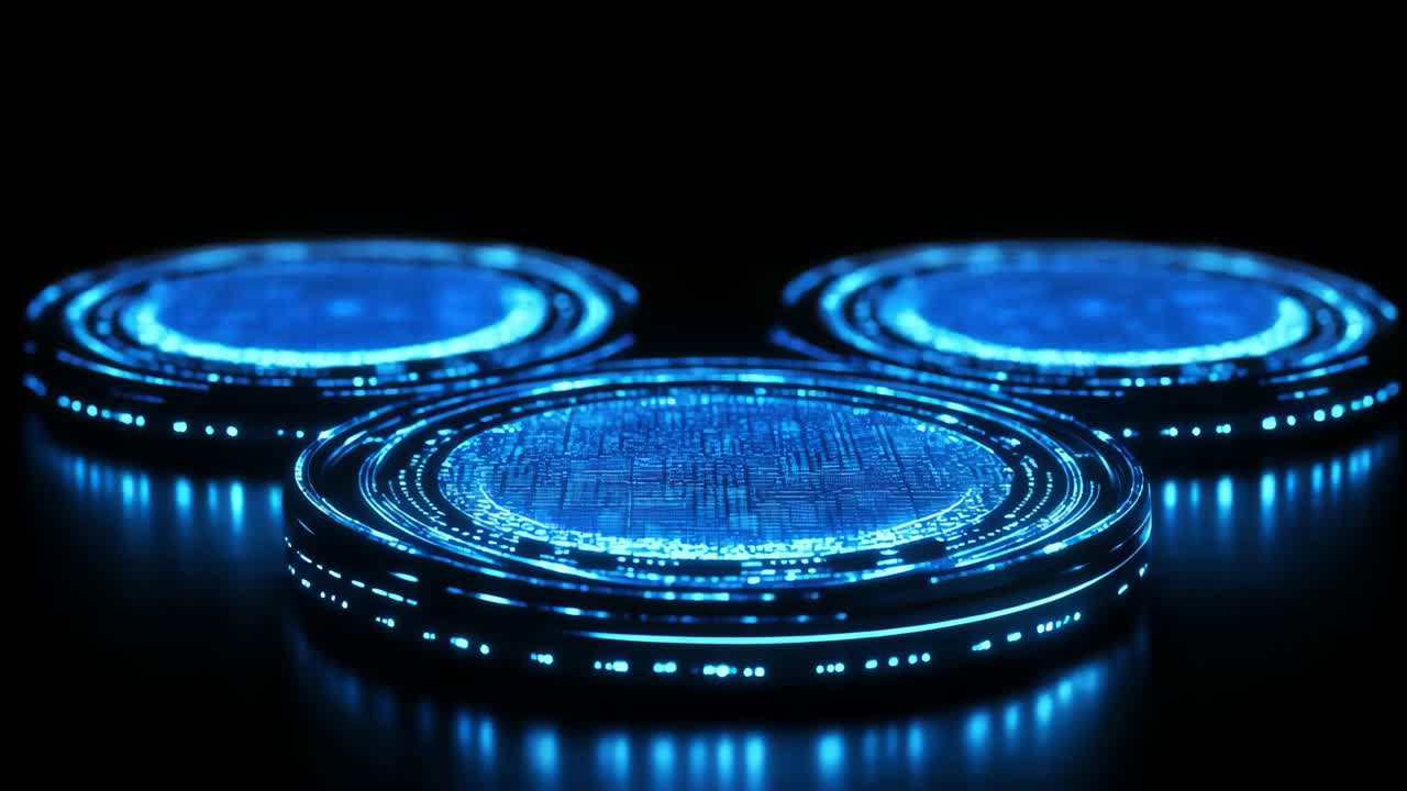 piattaforme futuristiche blu luminose astratte