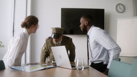 meeting in a military office