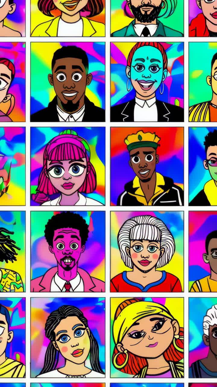 Collection of Diverse Cartoon Character Portraits