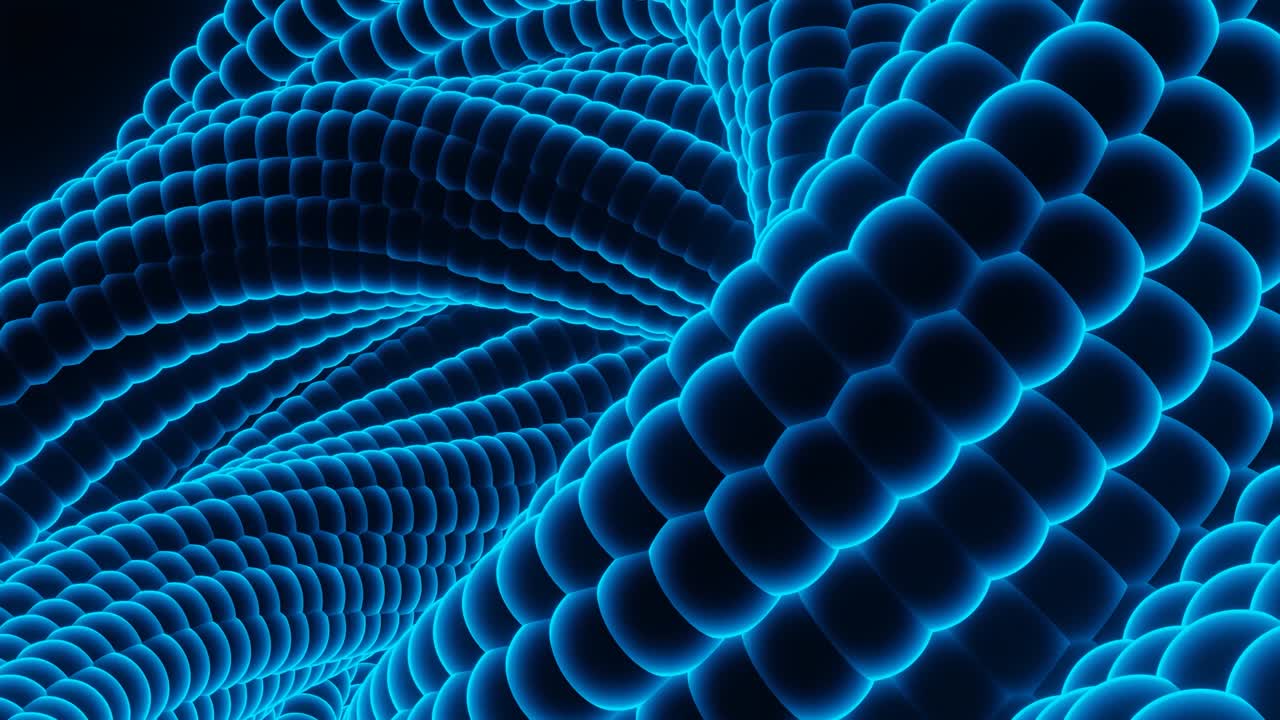 abstract futurista espiral de neón giratorio en un fondo trasero. diseño. figura de colores retorcida transformándose y girando, bucle sin costuras.