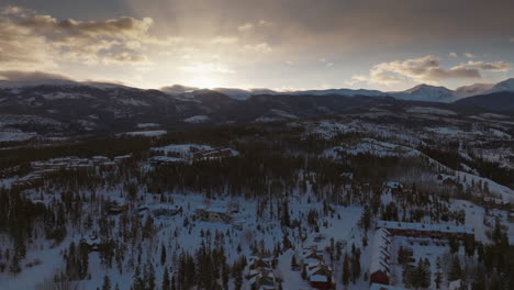 aerial shot of sunrise in the rocky mountains