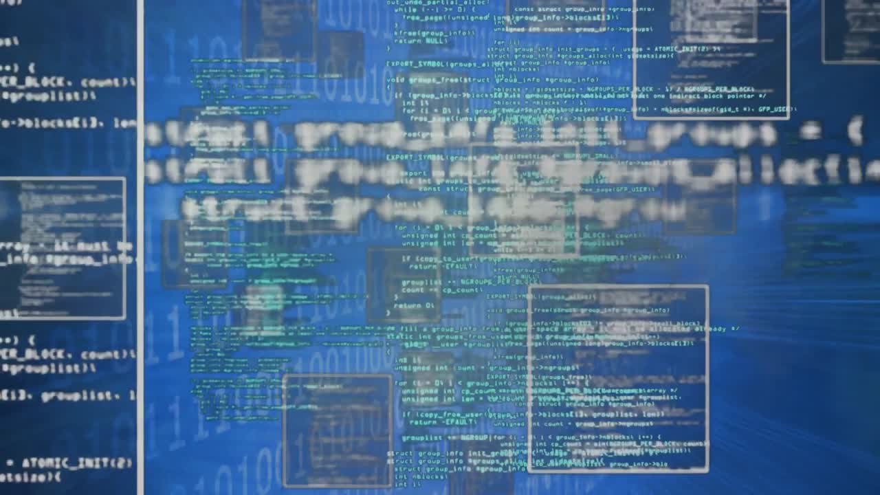 Animation of a black and green gas shape floating data processing in white frames