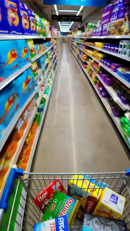 grocery store aisles and shopping cart
