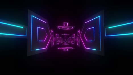 el túnel de neón brillante 3d