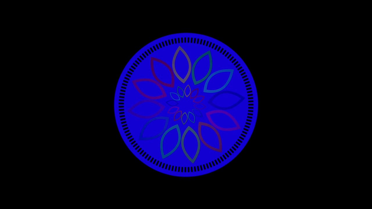 diseños gráficos que giran en el centro y aumentan el tamaño, hasta cubrir todo el fondo y desaparecer.