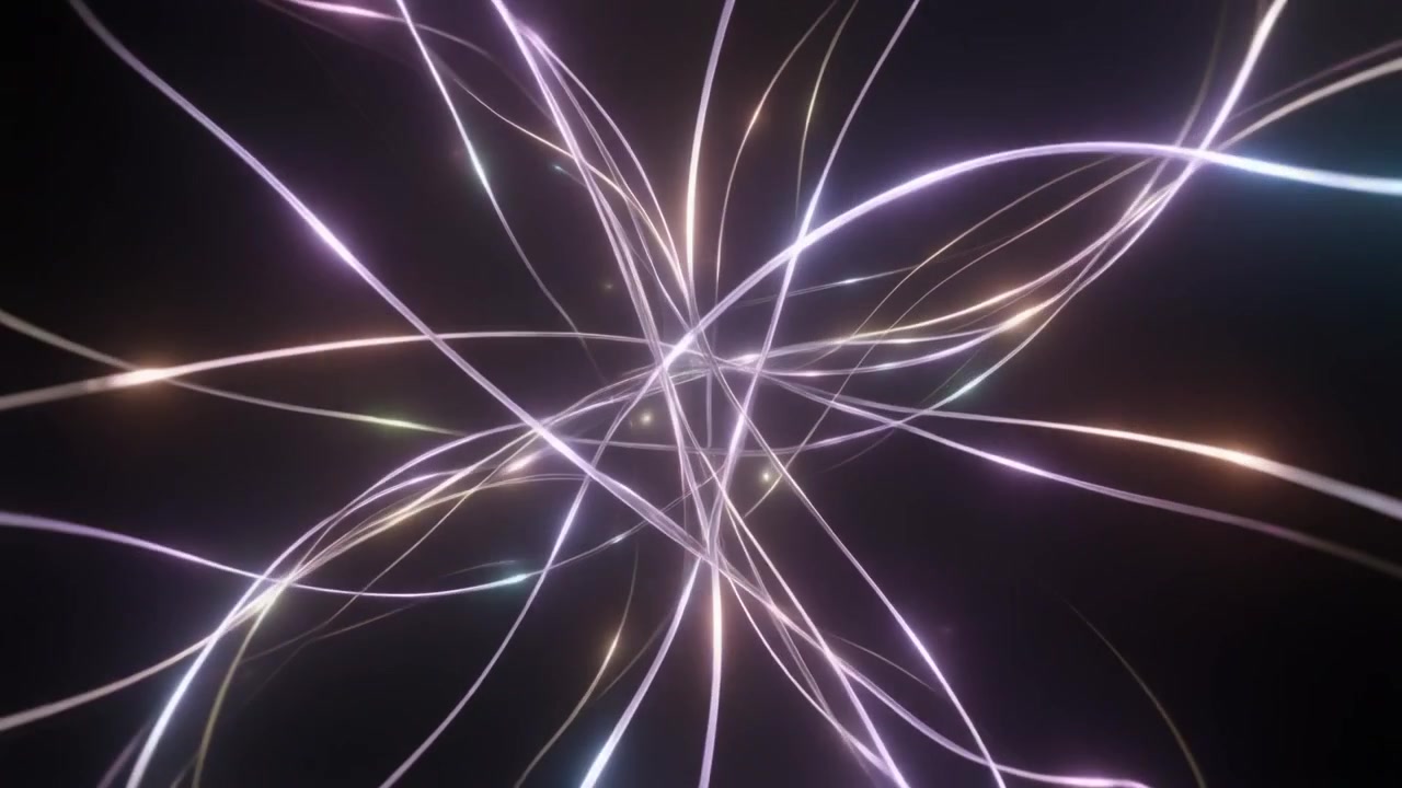 Abstract Glowing Light Trails Moving in Dark Space