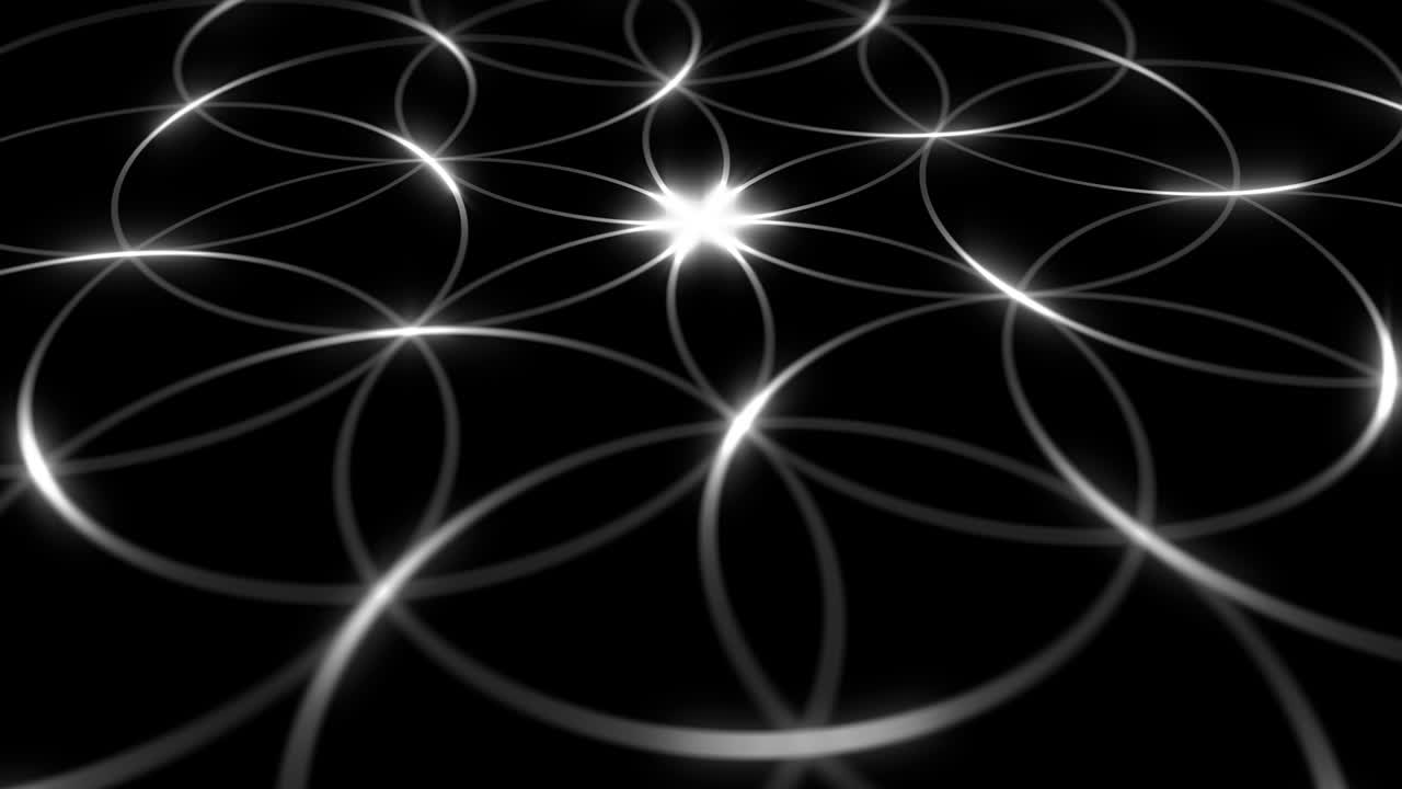 Flower of life pattern animated symbol of sacred geometry.