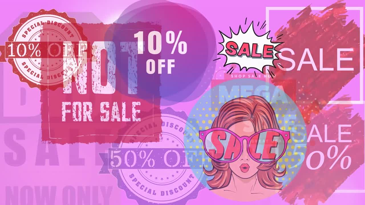 animación del texto de venta sobre pancartas sobre fondo rosado