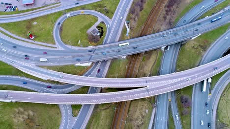 aerial view of a freeway intersection