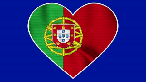 portugal heart love flag loop - realistic 4k flag waving in the wind