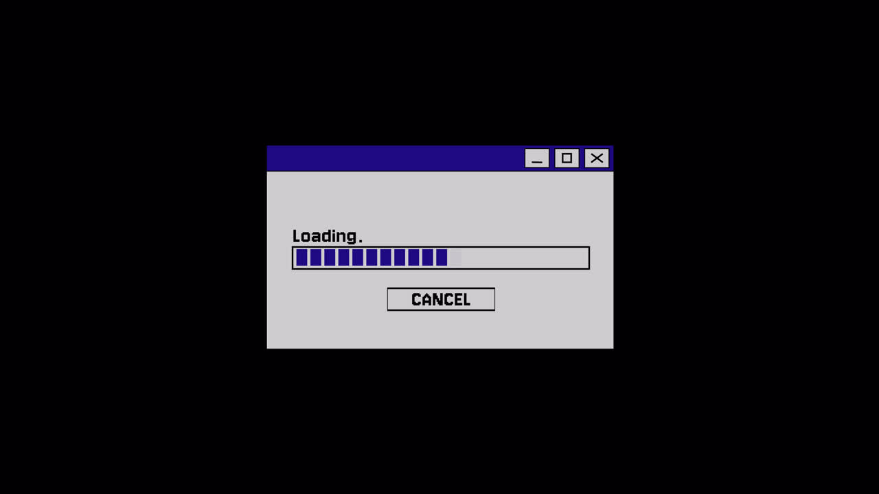 Retro Computer Loading Window with Progress Bar Animation