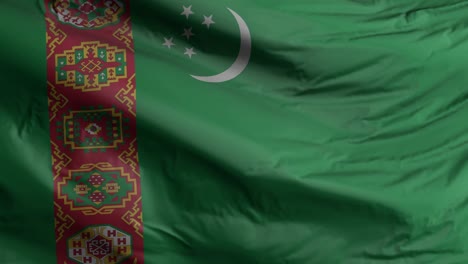 turkmenistan flag seamless closeup waving animation. turkmenistan background. 3d render, 4k resolution