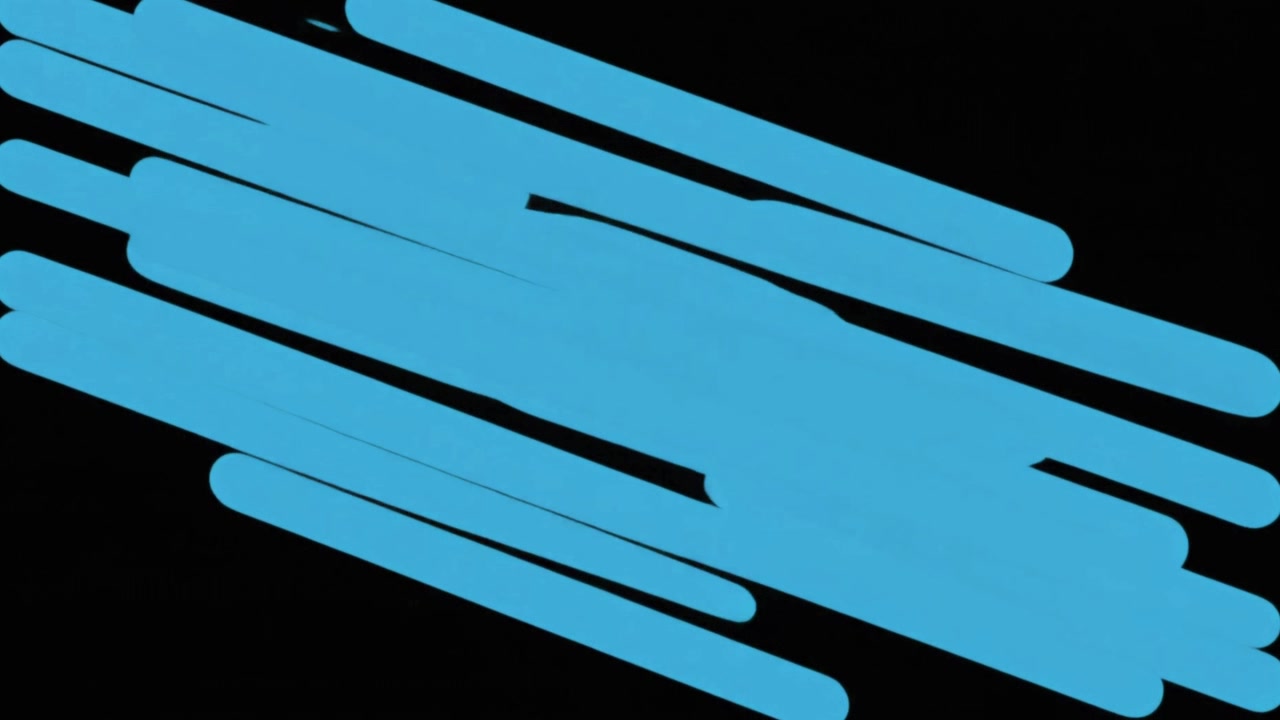 Líneas diagonales azules abstractas moviéndose sobre un fondo negro