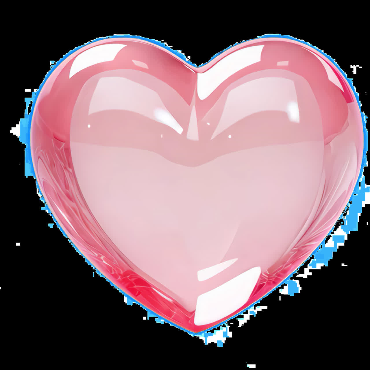 Glossy heart-shaped glass ornament animation isolated asset, transparent 4K video, alpha channel