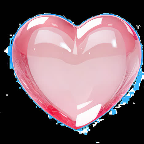 glossy heart-shaped glass ornament animation isolated asset, transparent 4k video, alpha channel