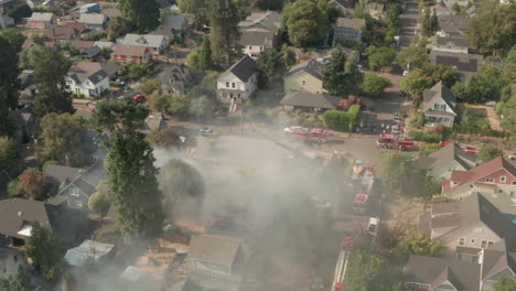 Establishing-aerial-shot-around-a-burning-suburban-American-home