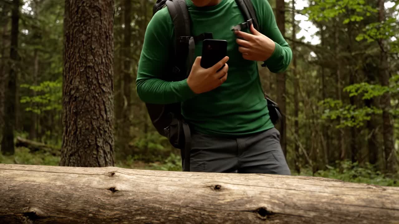 Persona che fa escursionismo nella foresta