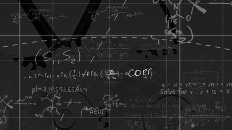 animación de ecuaciones matemáticas sobre engranajes sobre fondo blanco