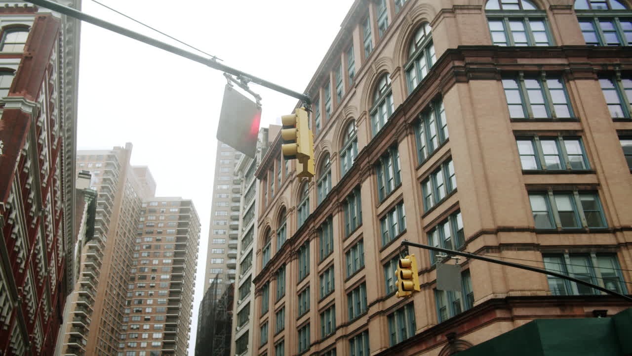 Cityscape with Buildings and Traffic Lights