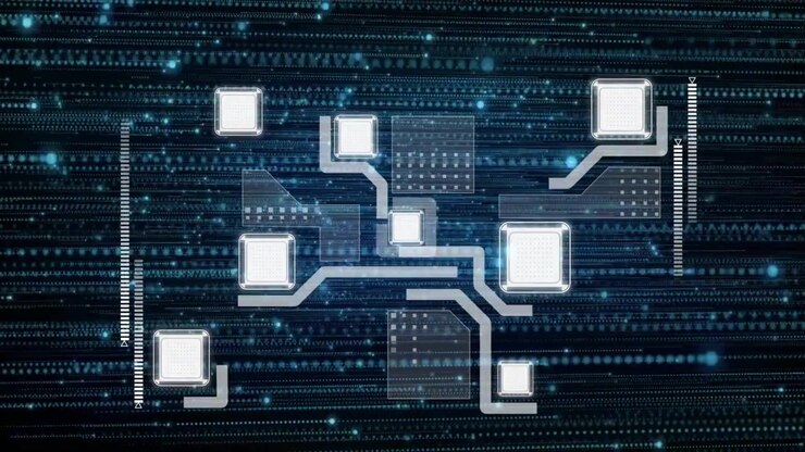 Digital Circuit Board Interface with Data Flow Animation