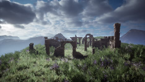 ancient ruins in mountainous landscape