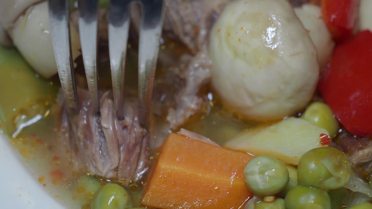 Close up of a delicious and traditional stew with meat and vegetables