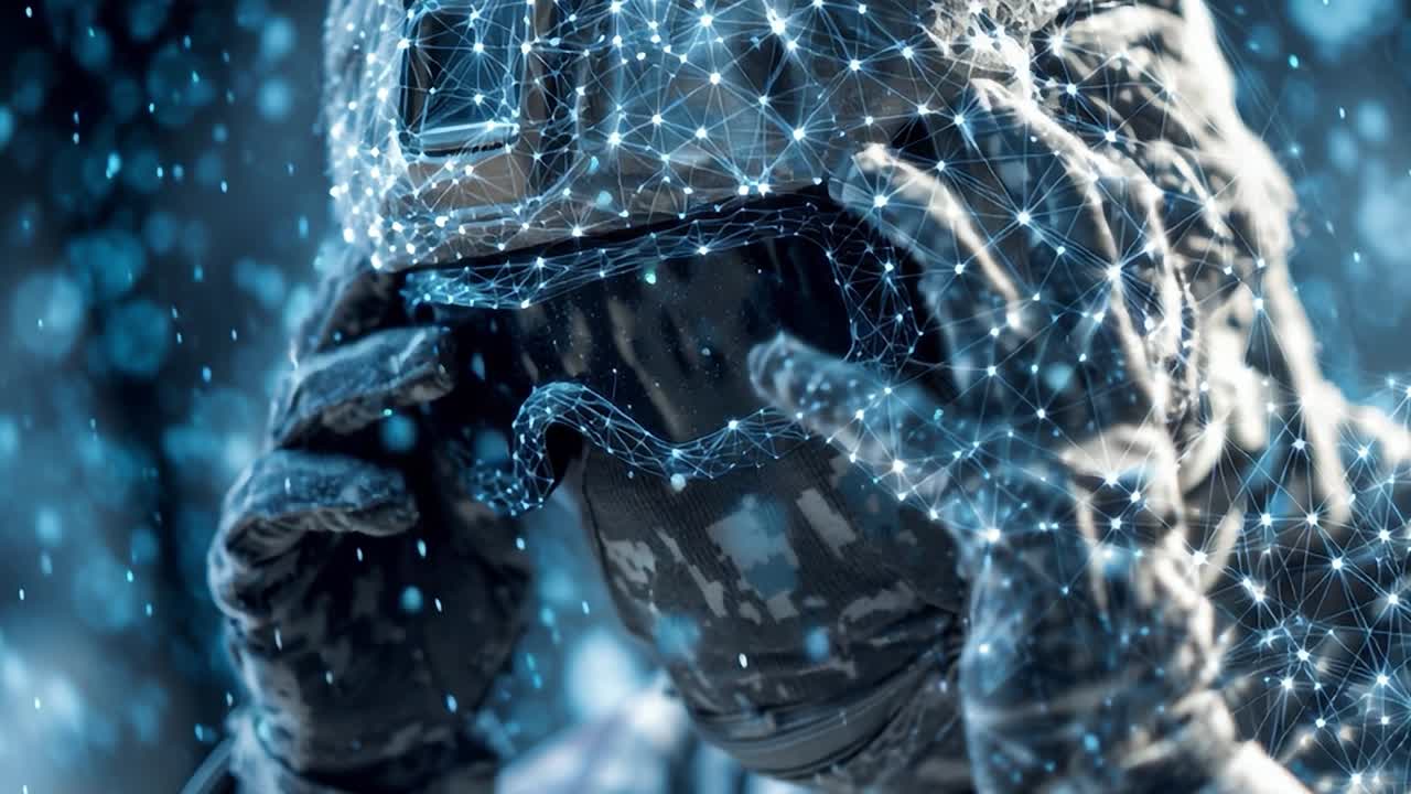 Soldier prepares for mission with futuristic augmented reality visor