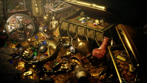 a treasure chest full of gold coins and jewels