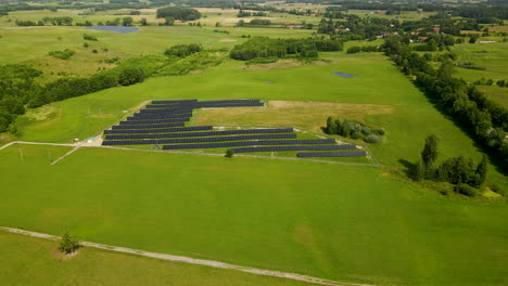 aerial view of huge powerful station with solar panels generating electricity