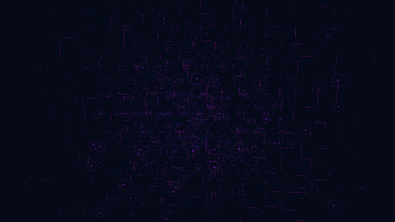 Grid-based network with depth and movement in purple and black