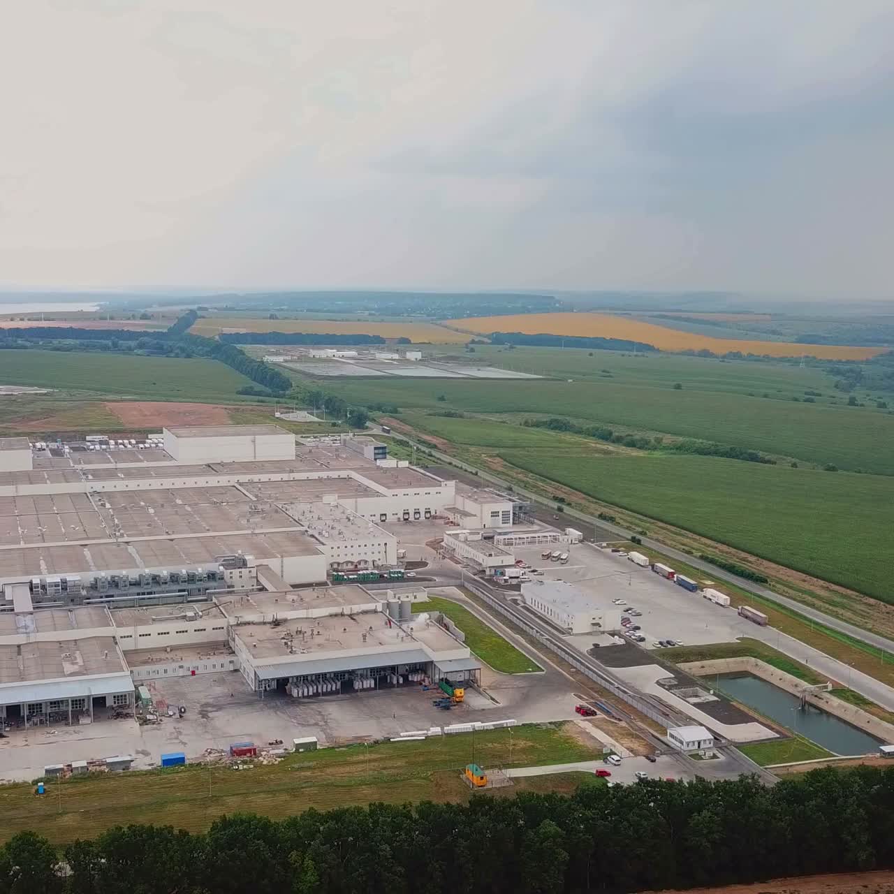 Aerial footage of a large industrial complex