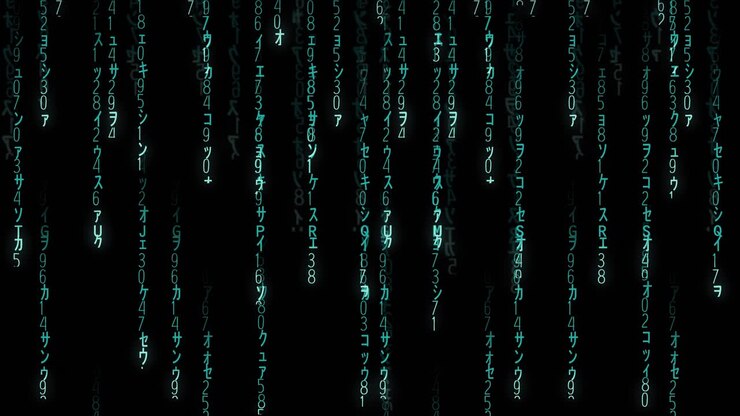 Falling blue matrix code