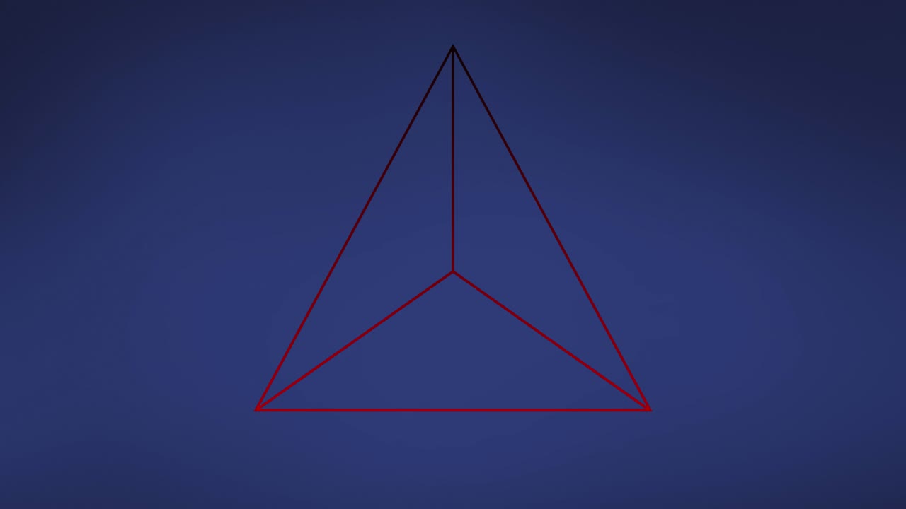 Animation of 3d abstract shape moving on blue background