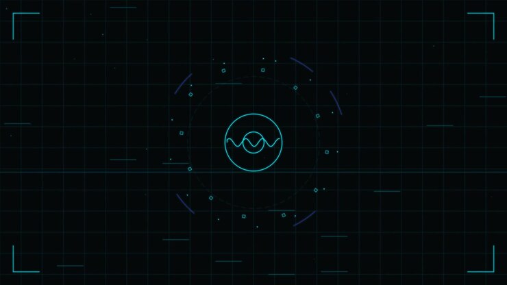 Digital HUD Interface with Pulsing Waveform Animation