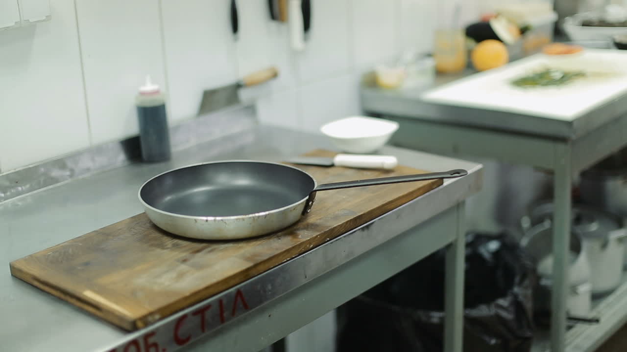 Work Surface And Kitchen. Work surface and kitchen equipment in professional kitchen