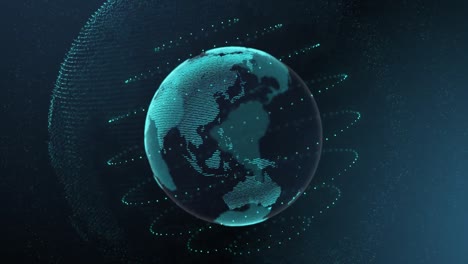 animação de globo digital brilhante azul