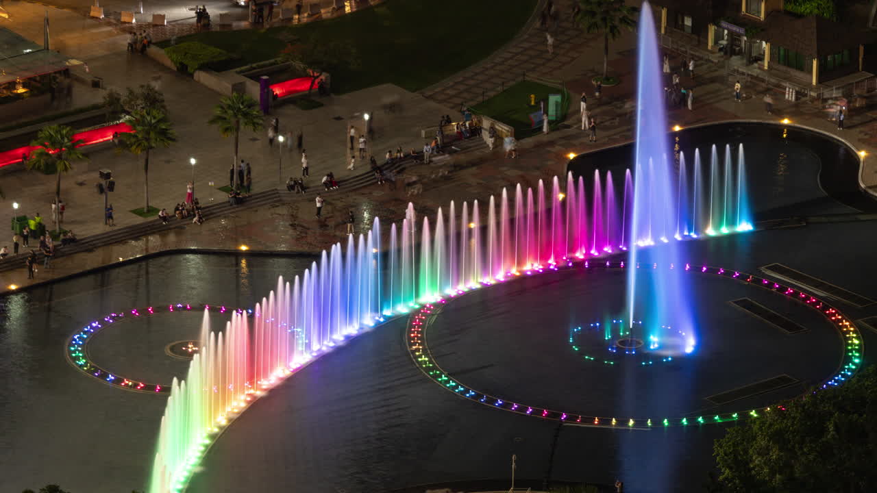 light show in the a fountain in downtown kuala lumpur