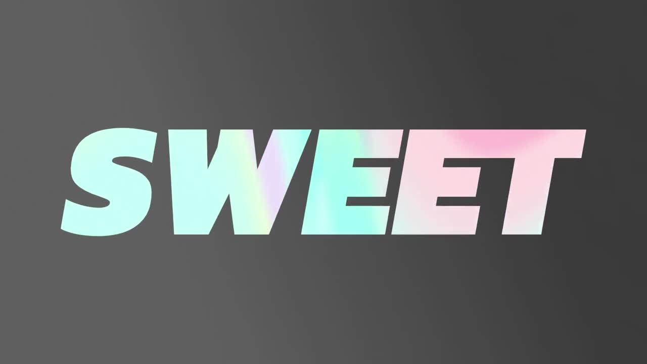 animación de texto dulce sobre fondo gris