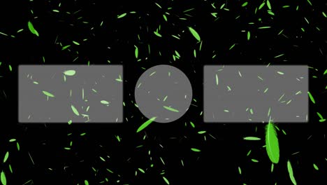las partículas que caen de las plumas terminan la tarjeta terminan la pantalla gráficos de movimiento