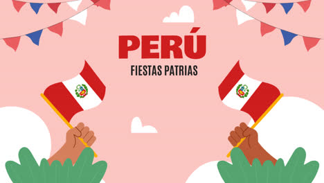 motion graphic of flat illustration for peruvian fiestas patrias celebrations