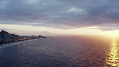 Aerial-view-of-Ipanema-coast-and-city,-Brazil